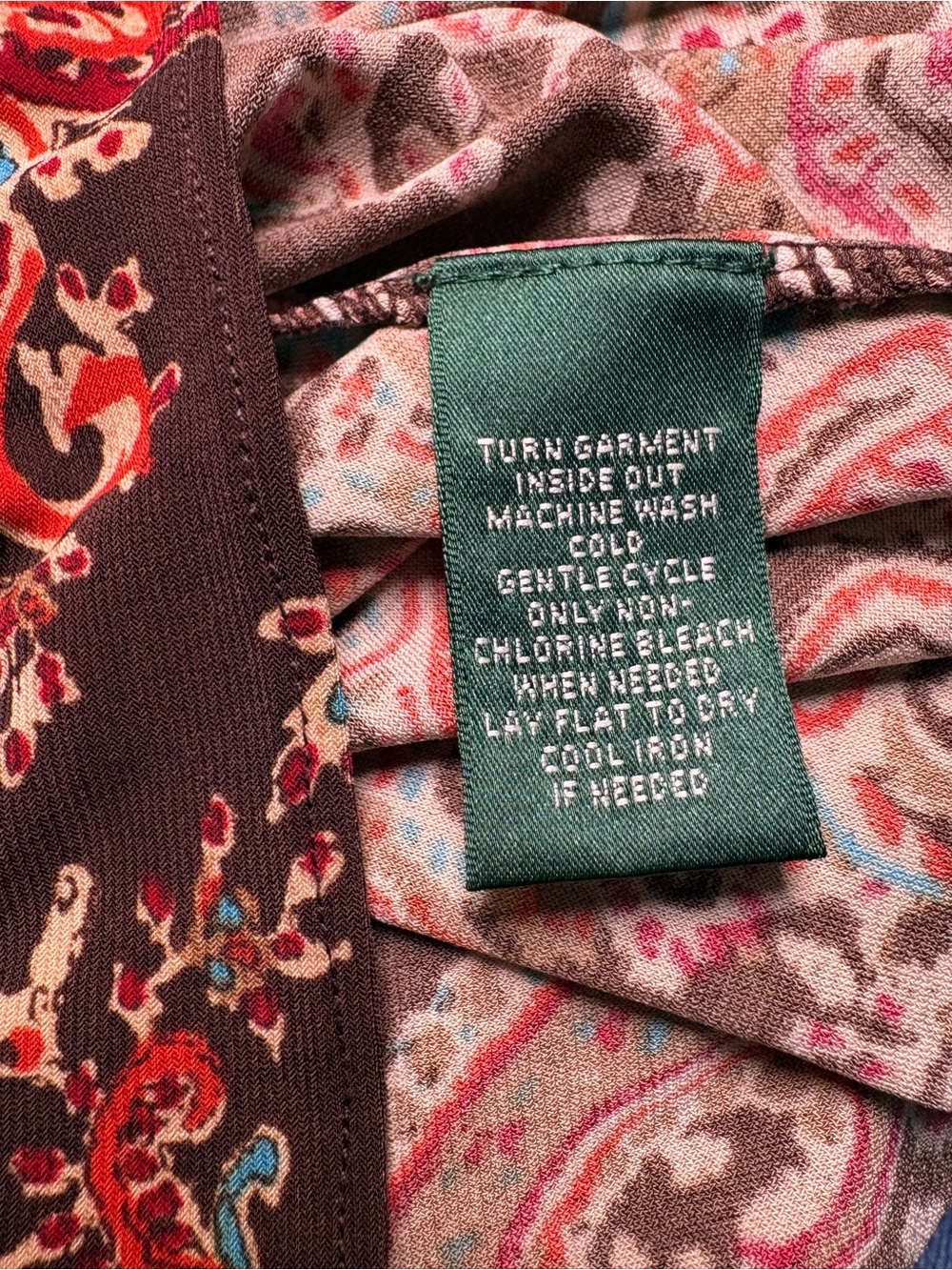 Lauren Ralph Lauren Brown Paisley Wrap Midi Dress with Red & Teal Accents - Picture 7 of 7